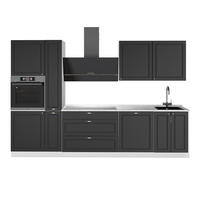 KÜCHENZEILE Fame-Line, Anthrazit-Gold Landhaus/Weiß, 310 cm, AP Marmor - Anthrazit/Weiß, Holzwerkstoff (310/206.8/60cm) - Vicco