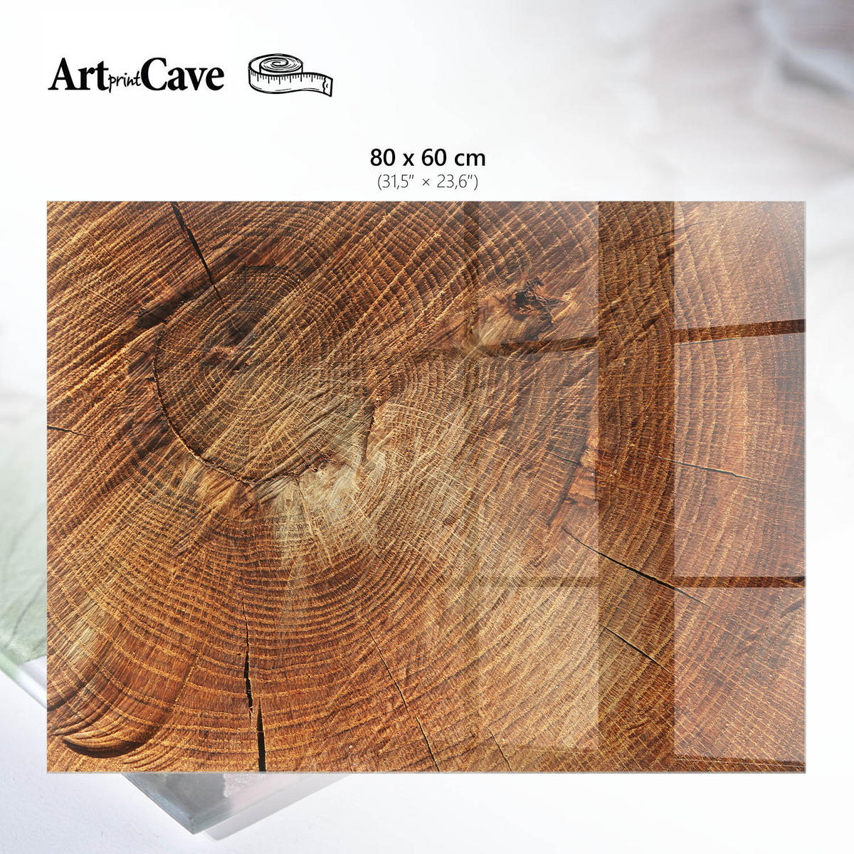 GLASPLATTE 80x60 cm – Holzringe - Braun, Glas (0.4/80/60cm) - ArtPrintCave