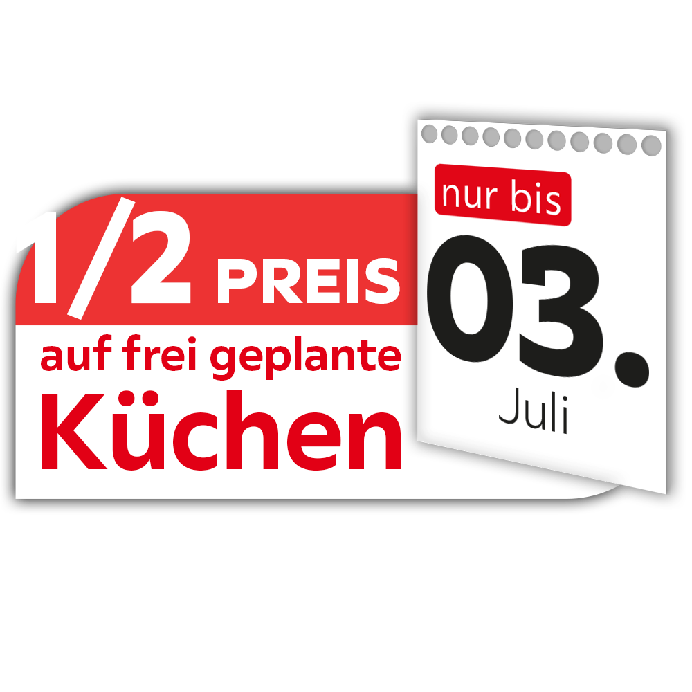 XXXL Küchentester Aktion - Halber Preis auf frei geplante Küchen