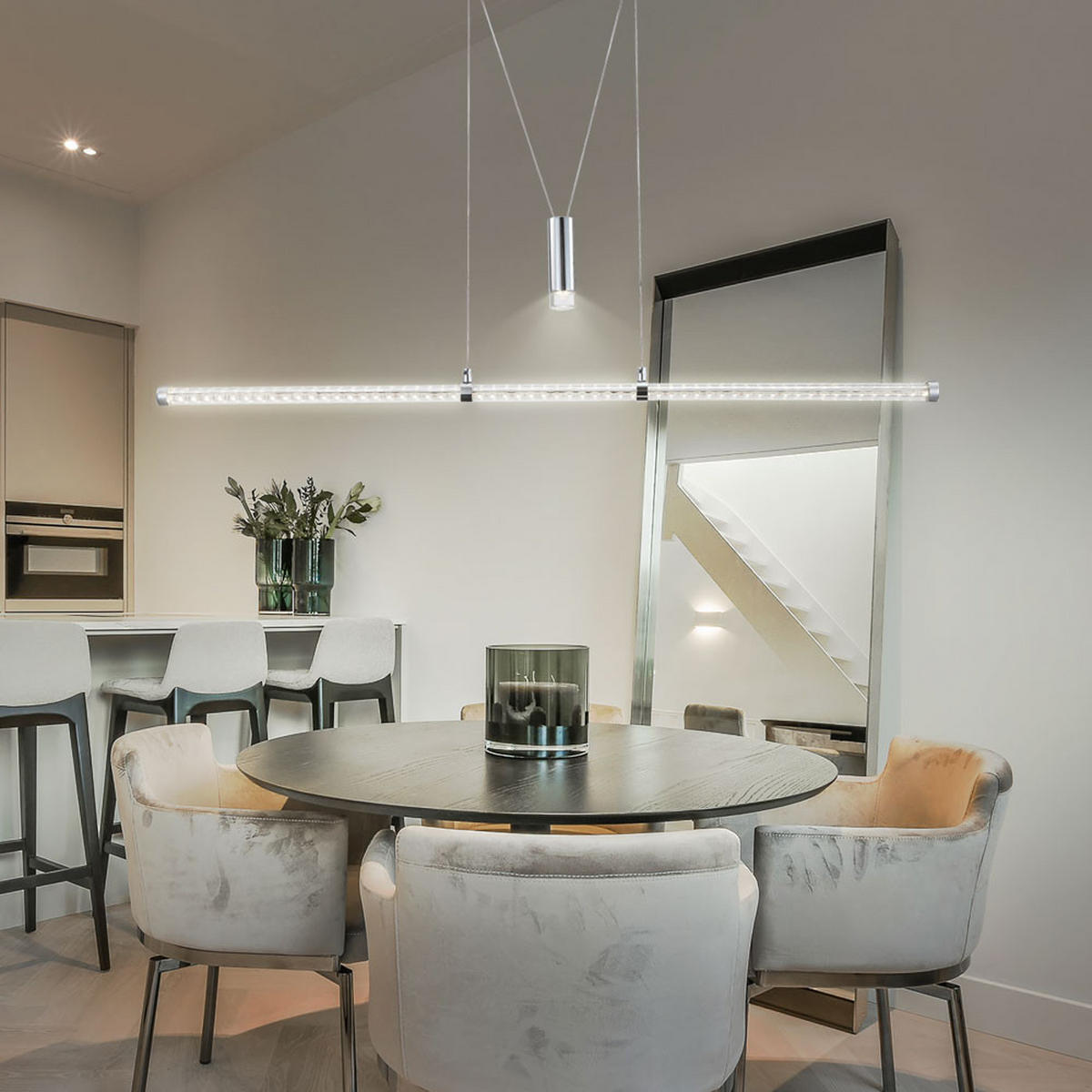 LED HÄNGELEUCHTE Metall Silber - Silberfarben, Glas (100/80/150cm)