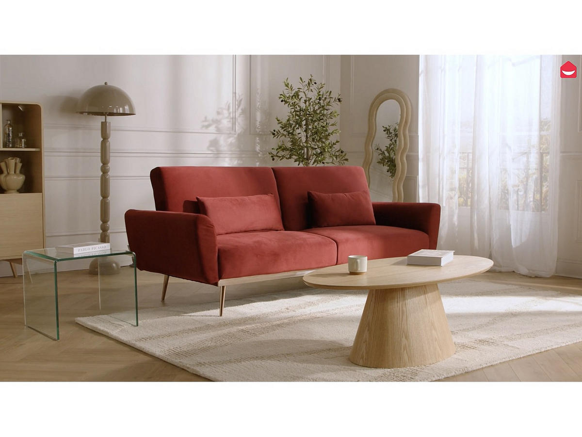 SCHLAFSOFA - 3 Personen - Samt, Stoff - Tannengrün - Waldgrün, Textil (208/86/84cm) - Vente-Unique
