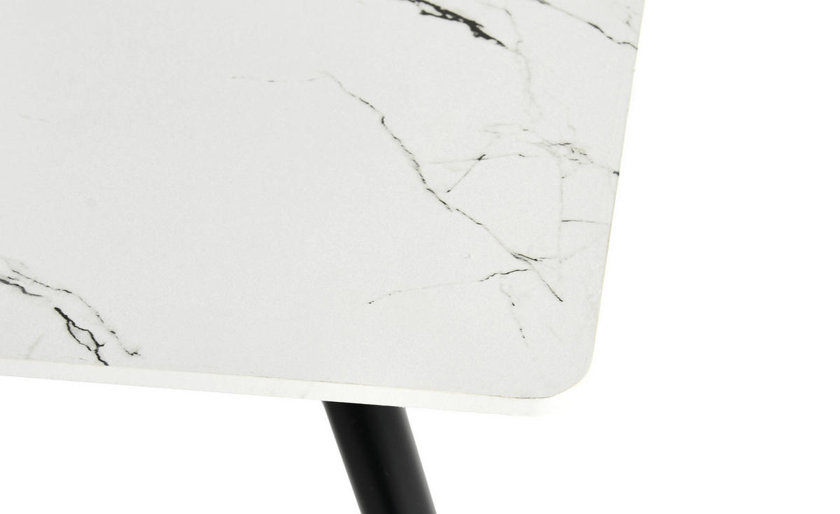 ESSTISCH 110/70/75 cm Rechteckige weiße Marmoroptik - Schwarz/Weiß, Holz/Metall (70/110/75cm) - Urban Meuble