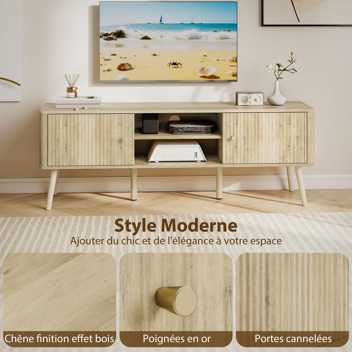 TV-MÖBEL Eichefarben 1 Stück - Eichefarben, Holzwerkstoff (140/49/35cm) - GiPP