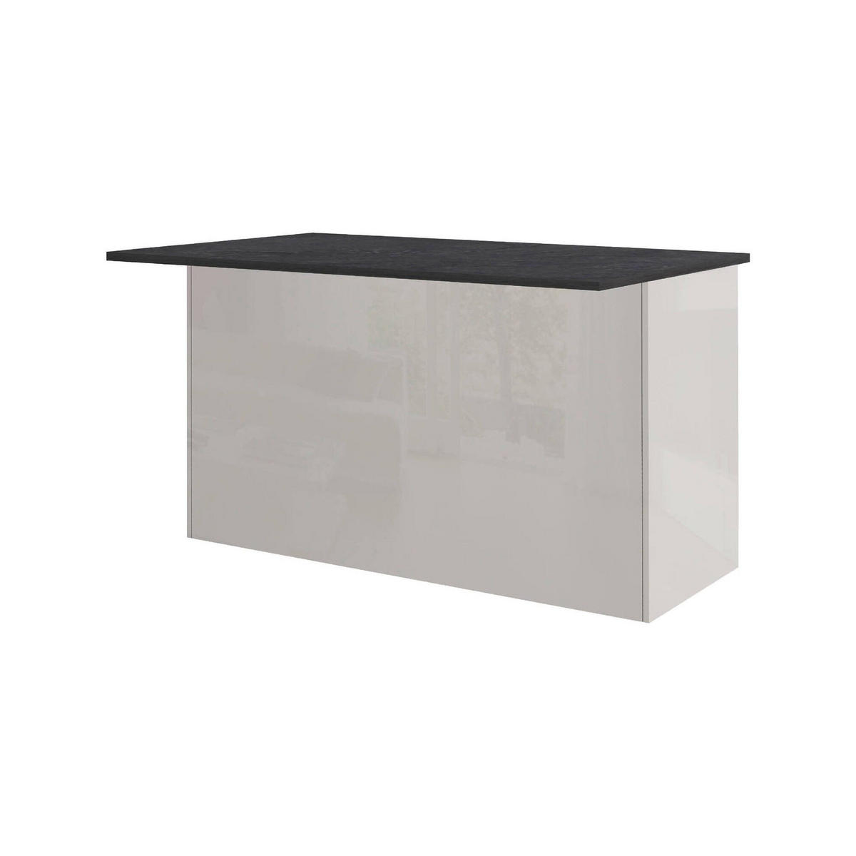 KÜCHENINSEL Glänzendes Weiß, Schiefer 90/155/90 cm - Schieferfarben/Weiß, Holzwerkstoff (155/90/90cm) - DMORA