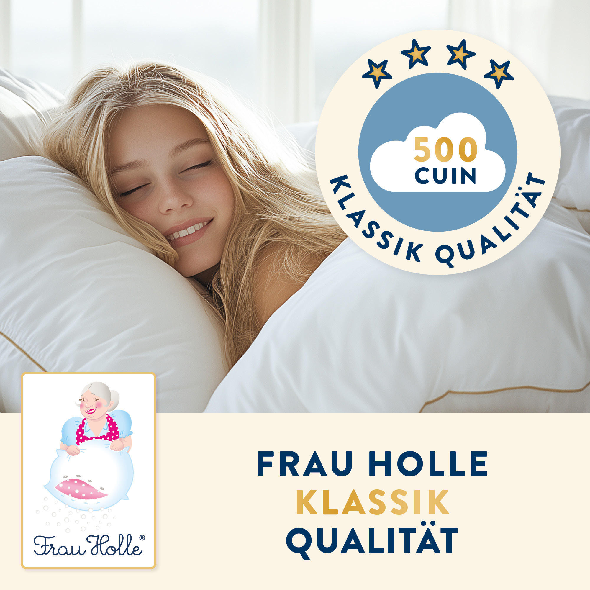 KLASSIK Daunenkopfkissen "kompakt" 70% Daunen normal - Weiß, Naturmaterialien/Textil (80/80cm) - Frau Holle