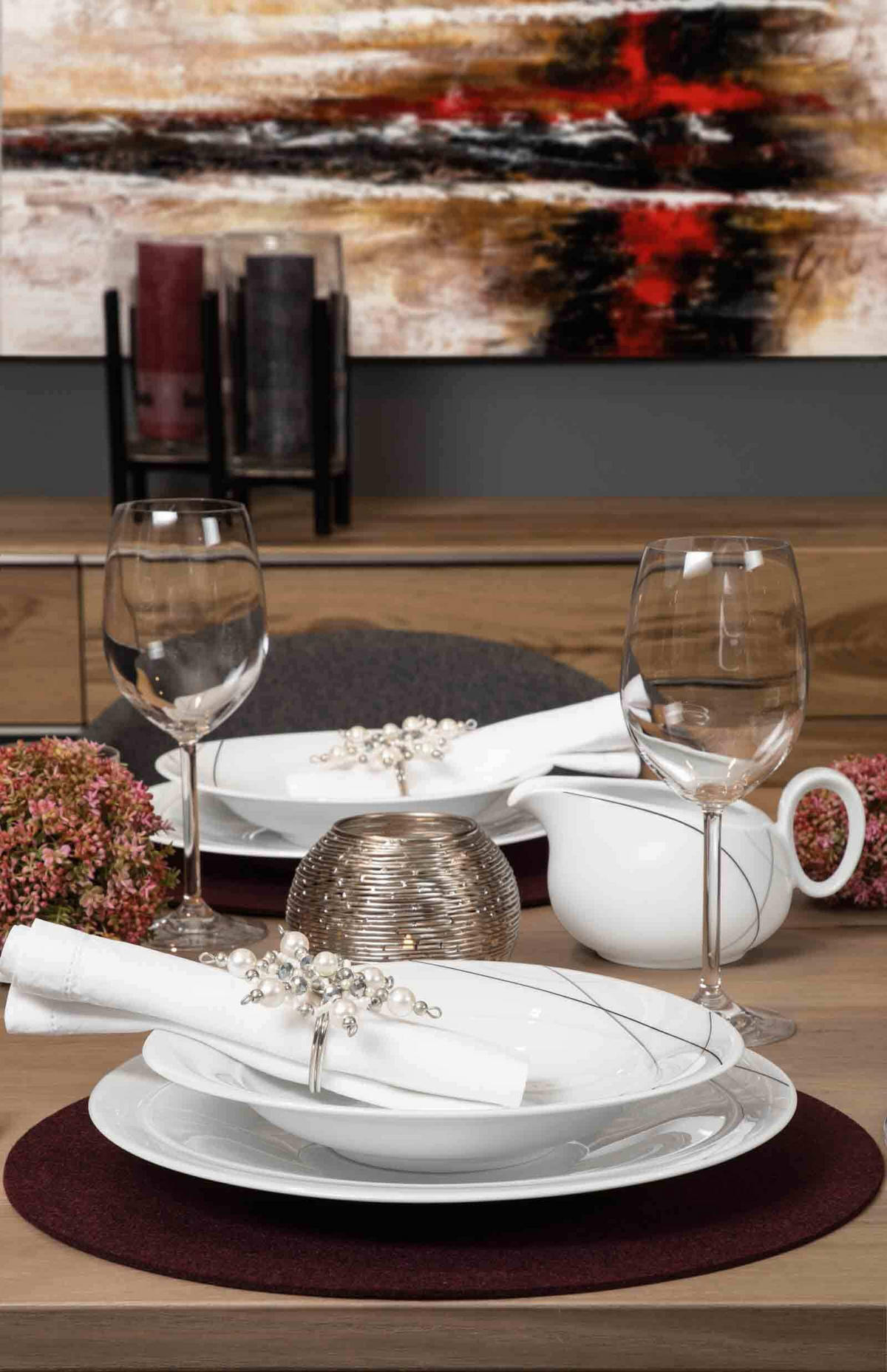 SPEISETELLER Trio Highline weiß-grau ø 28,3 cm 6er Set - Weiß/Grau, Keramik (28.3cm) - Seltmann Weiden