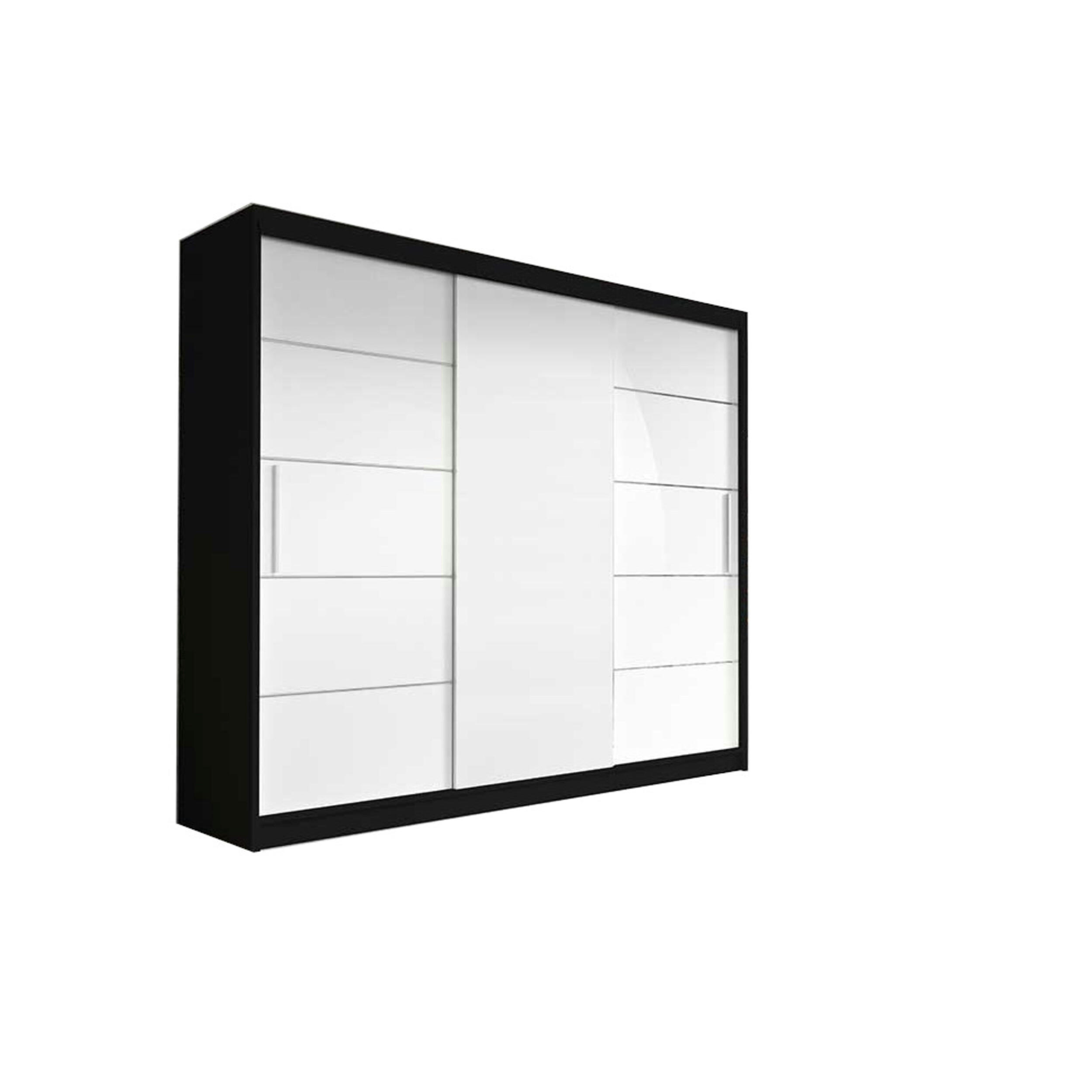 SCHIEBETÜRENSCHRANK - ELBA II Schwarz + Weiß - Schwarz/Weiß, Holzwerkstoff/Metall (250/218/61cm) - Möblo