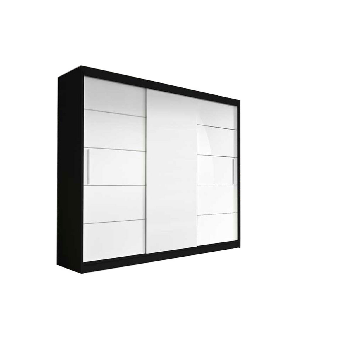 SCHIEBETÜRENSCHRANK - ELBA II Schwarz + Weiß - Schwarz/Weiß, Holzwerkstoff/Metall (250/218/61cm) - Möblo