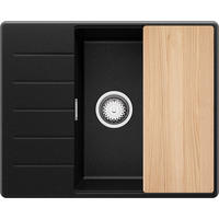SPÜLBECKEN Kopenhagen, 2-er set Schwarz Metallic 62/50 cm 1 Becken + Ablauf-Set + Schneidebrett ab 50er Unterschrank - Chromfarben/Schwarz Hochglanz, Kunststoff (62/20/50cm) - Primagran