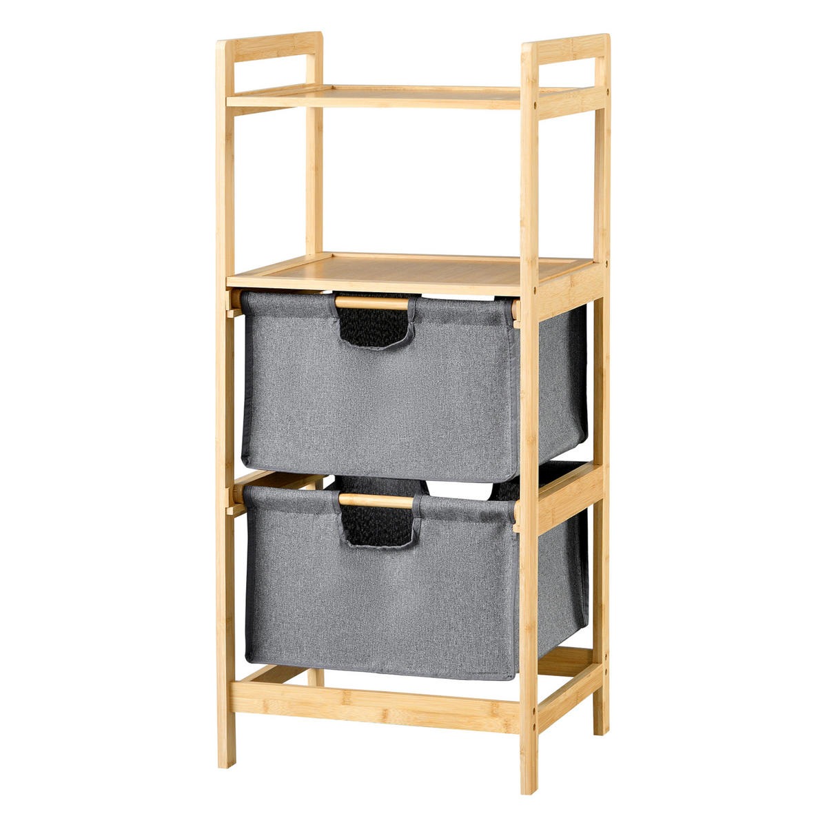 BADEZIMMERREGAL Evijärvi - Naturfarben, Holz/Textil (44/96/34cm) - [en.casa]