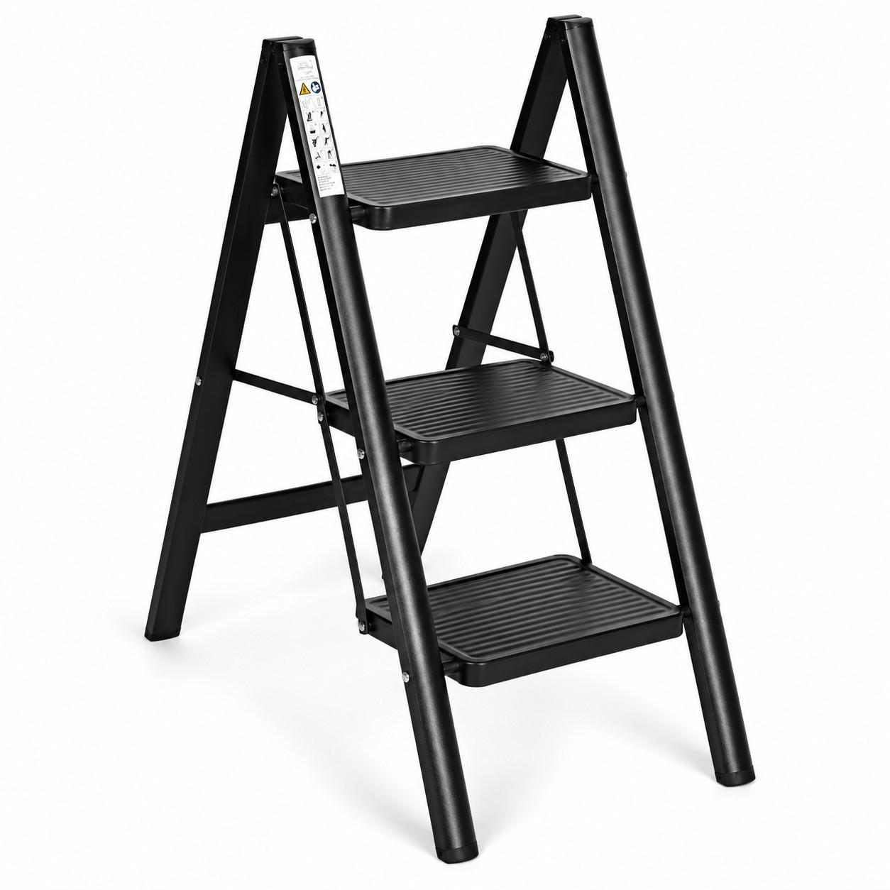 KLAPPTRITTLEITER 3 Stufen Schwarz - Schwarz, Kunststoff/Metall (41/84.5/66cm) - Mat-Haus