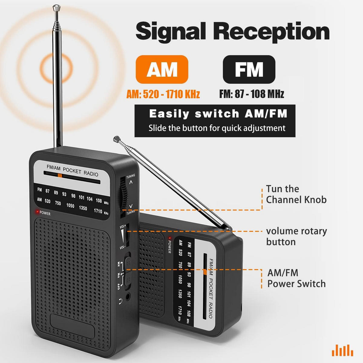 RADIO – FM/AM – Lautsprecher-/Kopfhöreranschluss – Schwarz - Schwarz, Kunststoff (13/7.2/3.1cm) - DCA