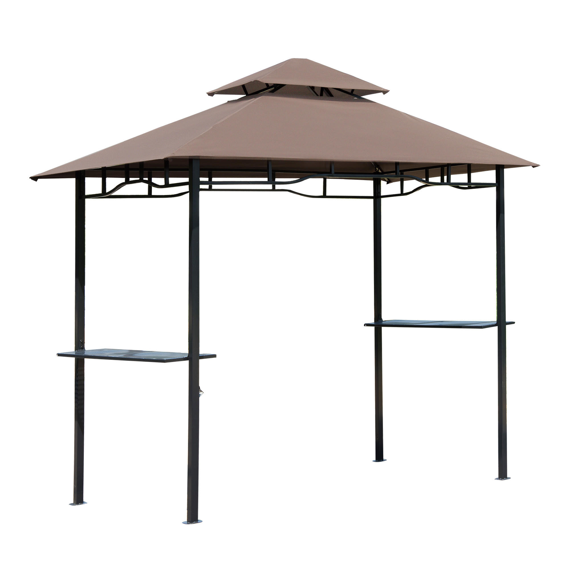 GRILLPAVILLON Stahl+Eisen Kaffeebraun - Dunkelbraun/Schwarz, Kunststoff/Metall (148/252/245cm) - Outsunny