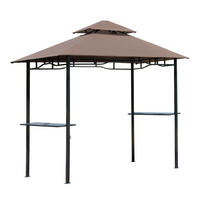 GRILLPAVILLON Stahl+Eisen Kaffeebraun - Dunkelbraun/Schwarz, Kunststoff/Metall (148/252/245cm) - Outsunny
