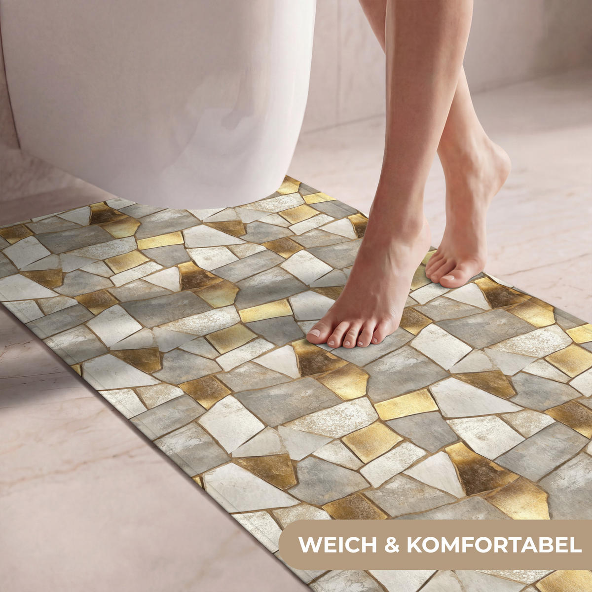 WC PŘEDLOŽKA Mozaika - Mramor - Zlato 60x120 cm - šampaňská, textil/plast (60/1cm) - OnlyWow