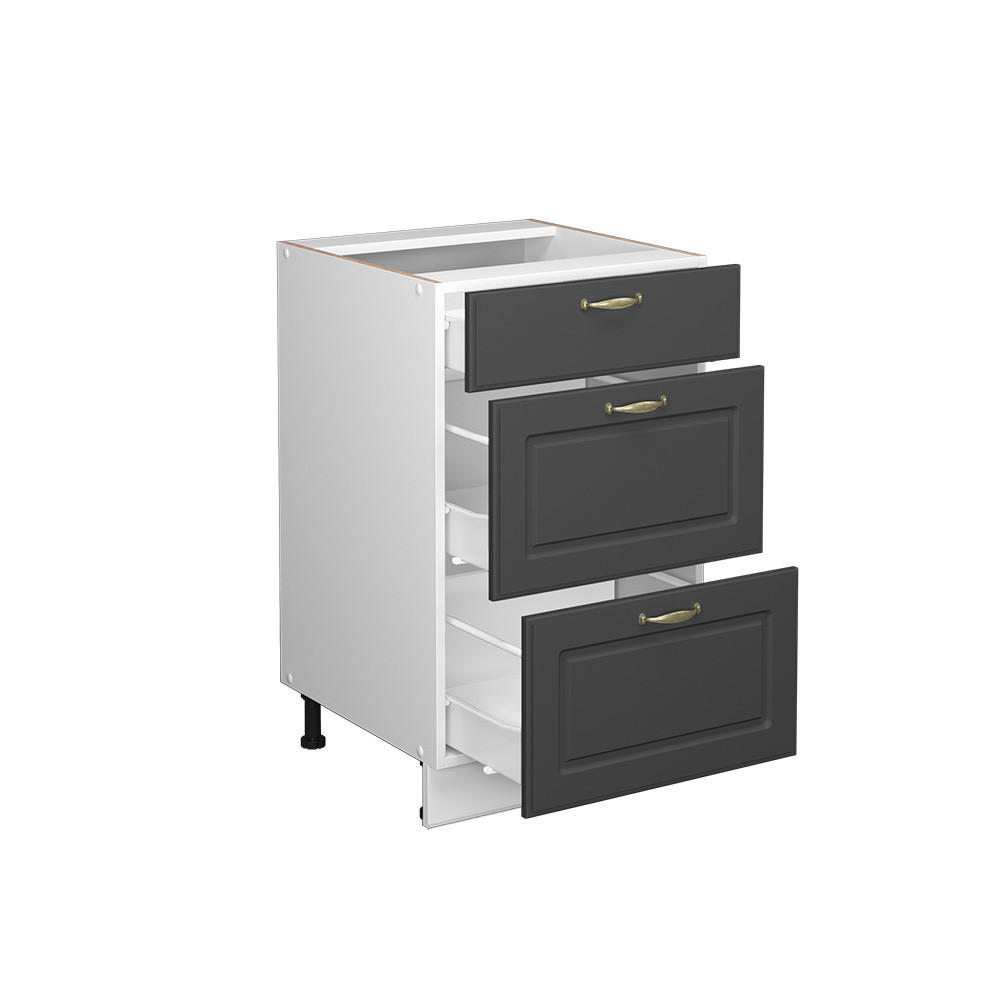 KÜCHENUNTERSCHRANK Fame-Line Anthrazit-Gold 50 cm ohne AP - Anthrazit/Weiß, Holzwerkstoff (50/82/51.6cm) - Vicco