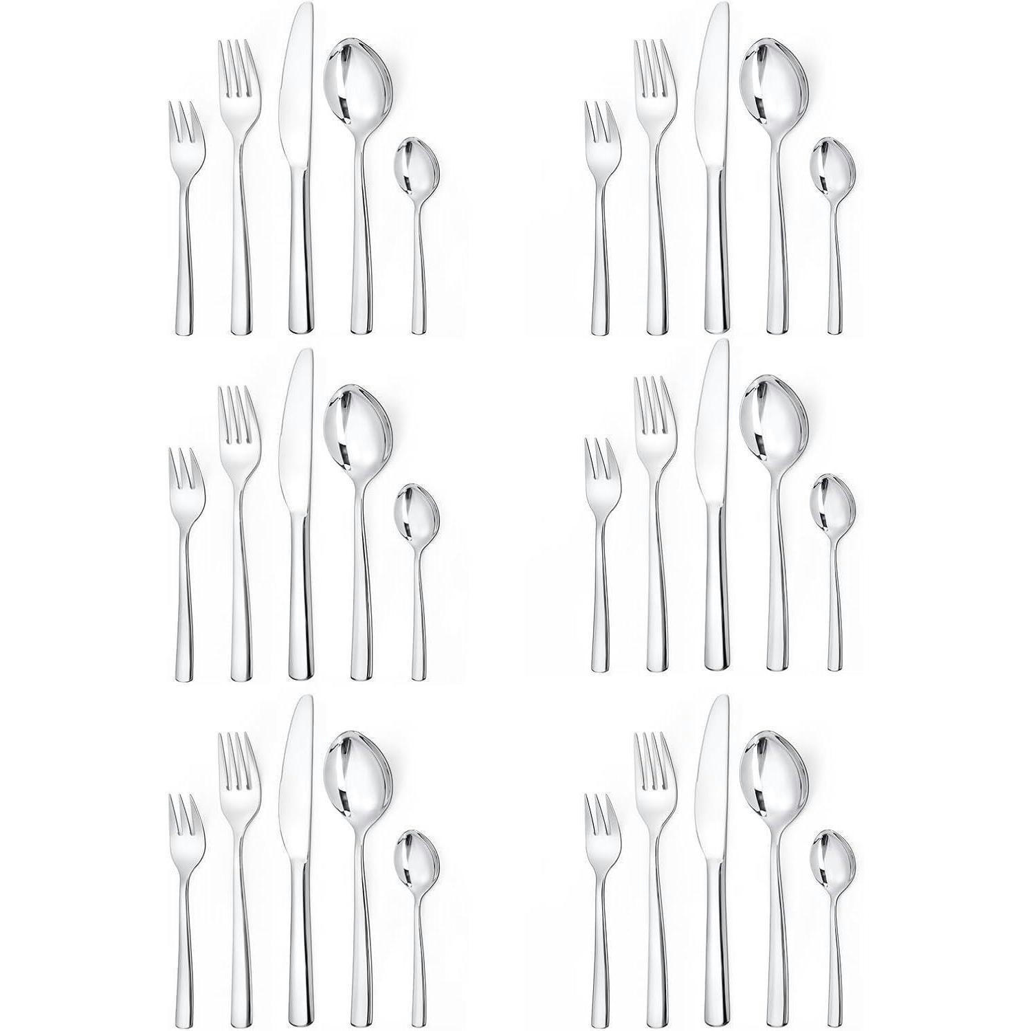 BESTECKSET 30-teilig für 6 Personen Edelstahl spülmaschinenfest silber - Silberfarben, Metall
