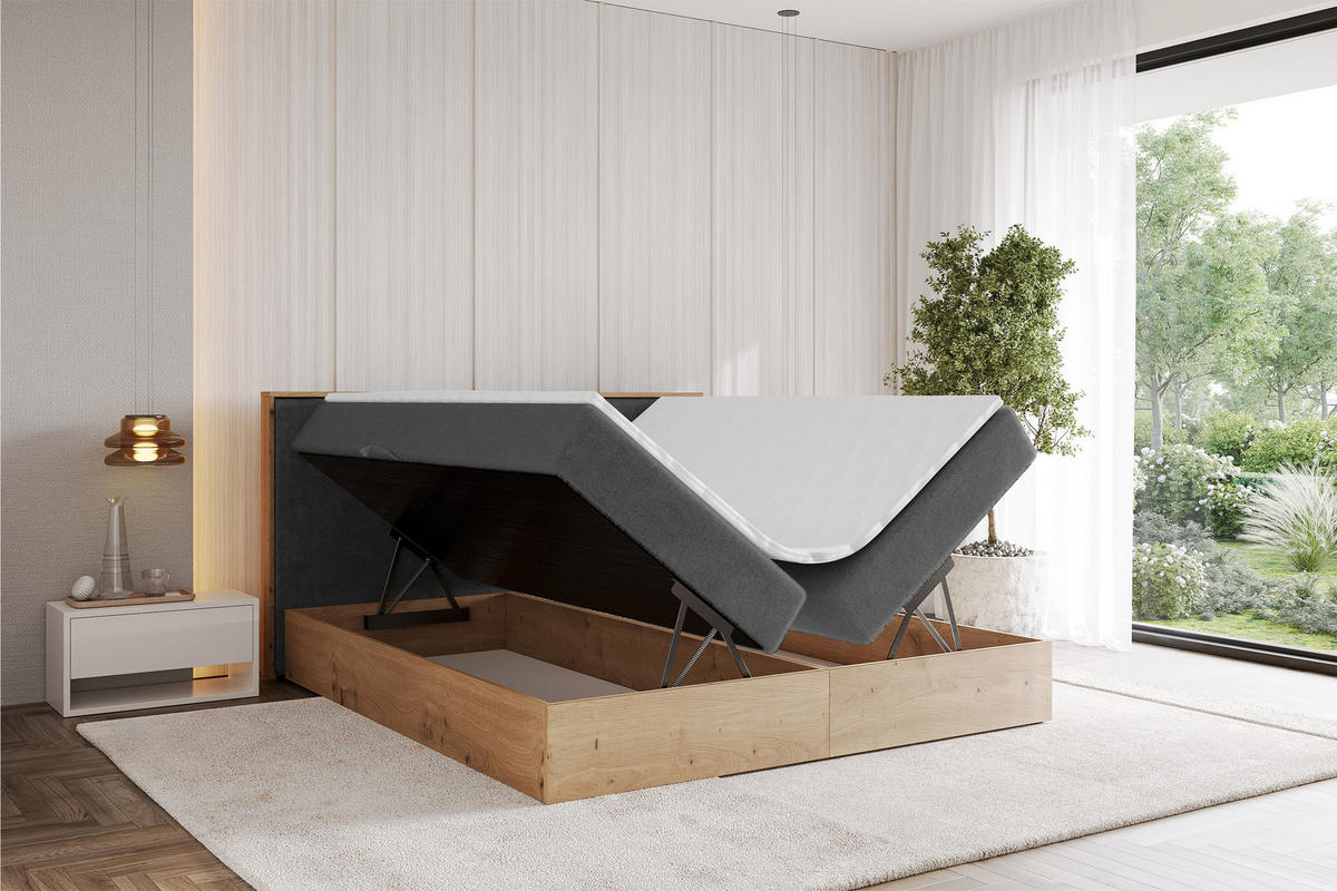 BOXBETT LOLLI9 - 200x200 - H3 Dunkelgrau - Graphitfarben, Holzwerkstoff (200/200cm) - ALTDECOR