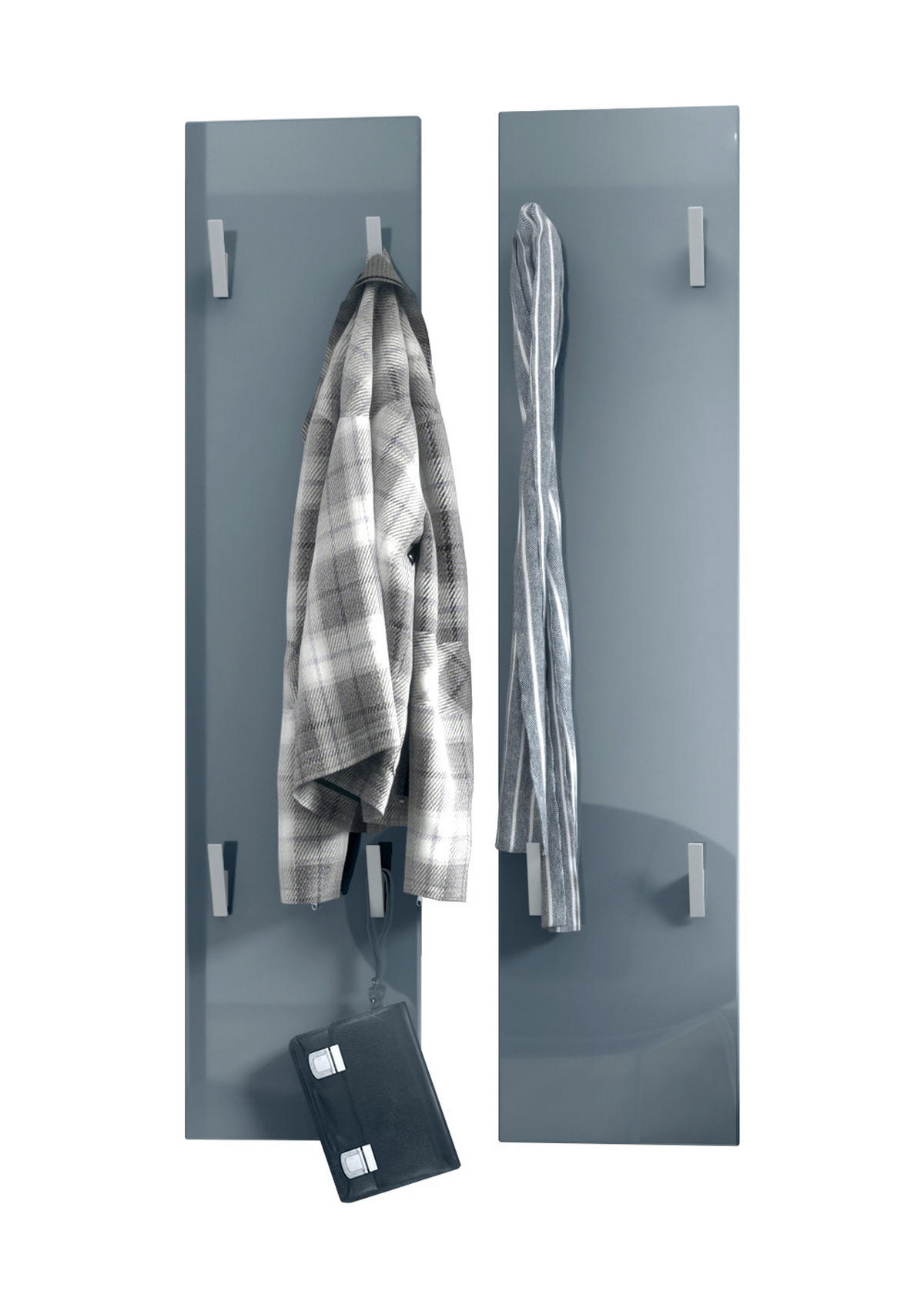 GARDEROBENPANEEL Wandpaneel Grau Hochglanz - Grau, Holzwerkstoff (120/28/2cm) - Vladon