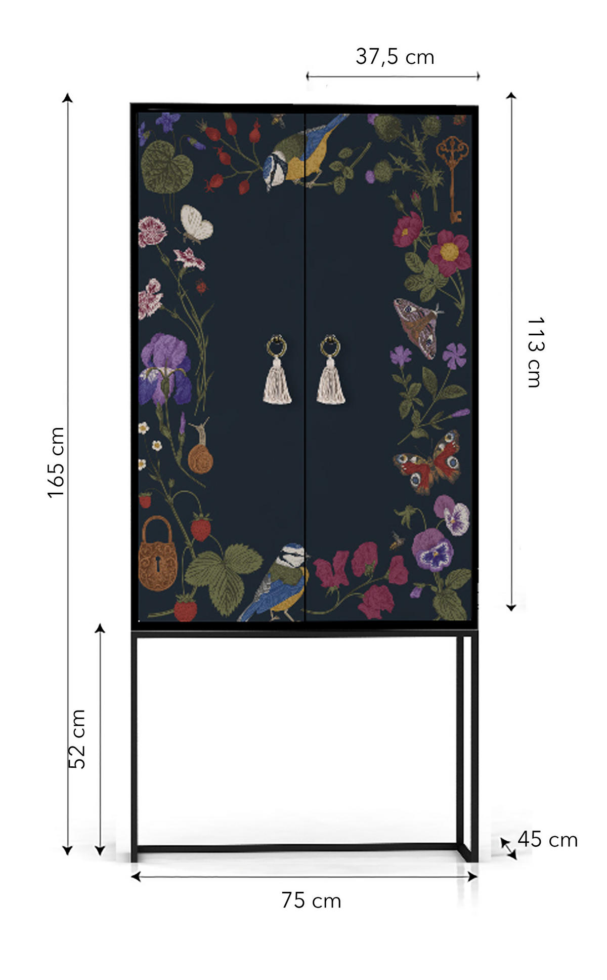SCHRANK-SIDEBOARD aus MDF mit grünem und fliederfarbenem Blumenmuster ALVA VERA - Multicolor, Holzwerkstoff (75/165/45cm) - RNT By Really Nice Things