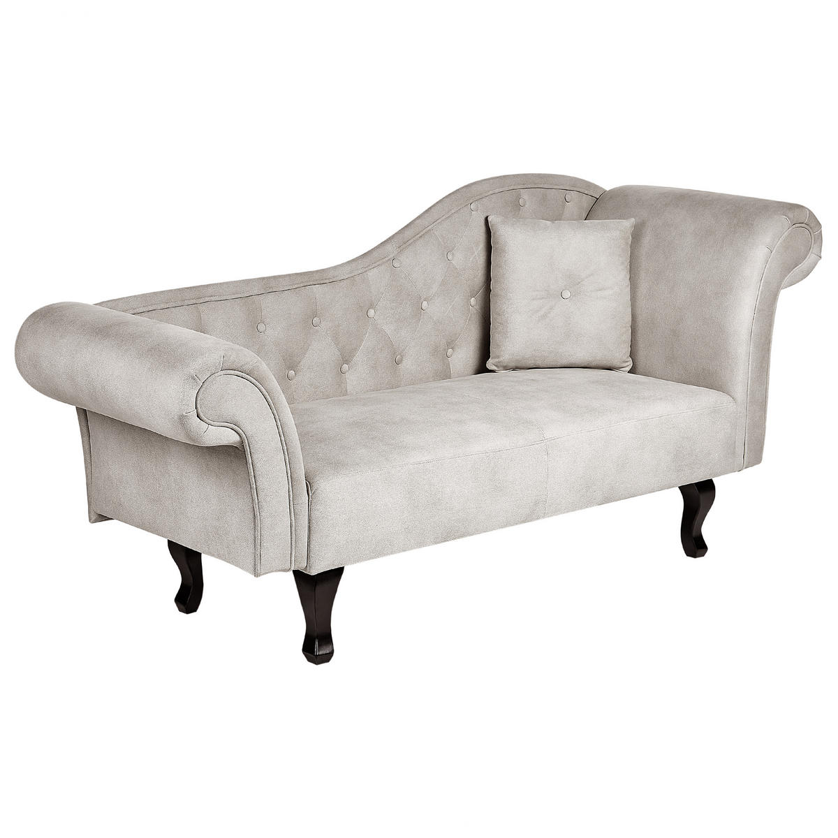 CHAISELONGUE Samtstoff taupe rechts Lattes - Beige/Dunkelbraun, Textil (192/81/59cm) - Beliani