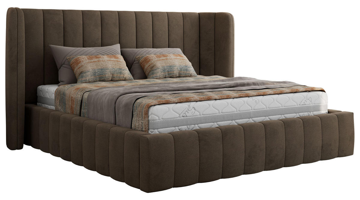 POLSTERBETT GOLETTA CLASSIC 180/200 - Braun Velvet - Schaum-Matratze - Braun, Textil (180/200cm) - MKS