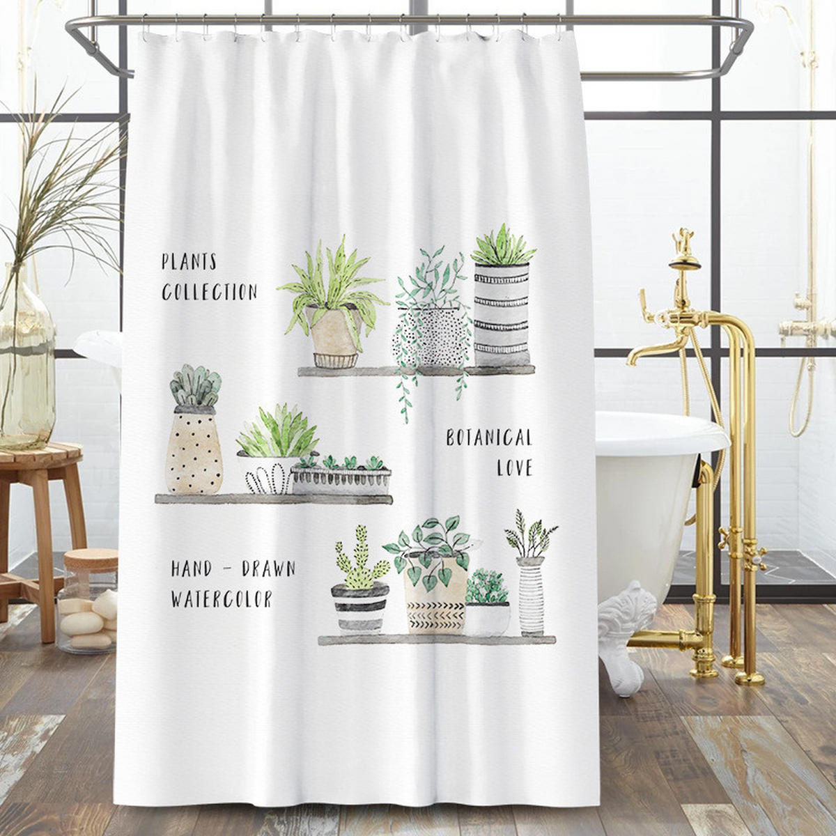 DUSCHVORHANG Pflanzen Muster 180 x 180 cm wasserdicht schimmelresistent fürs Badezimmer - Weiß, Textil (180/180cm) - MCBOSON
