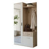 GARDEROBENSCHRANK mit Spiegel-mit Ablagen und Kleiderstange - Braun/Weiß, Holzwerkstoff (97/195/30cm) - Idohome