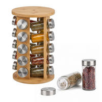 GEWÜRZKARUSSELL Natur 20er-Set Bambus drehbar - Multicolor, Glas/Holz (19/32/19cm) - Relaxdays
