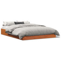 MASSIVHOLZBETT Ohne Matratze Wachsbraun 140/200 Cm Kiefernholz - Braun, Holz (140/200cm) - vidaXL