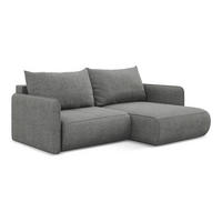 ECKSOFA mit Schlaffunktion Chenille Stoff Grau - Schieferfarben/Schwarz, Kunststoff/Textil (207/148cm) - LaMiaSofa