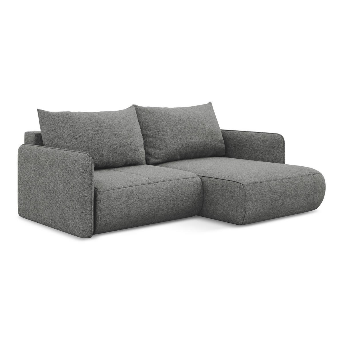 ECKSOFA mit Schlaffunktion Chenille Stoff Grau - Schieferfarben/Schwarz, Kunststoff/Textil (207/148cm) - LaMiaSofa