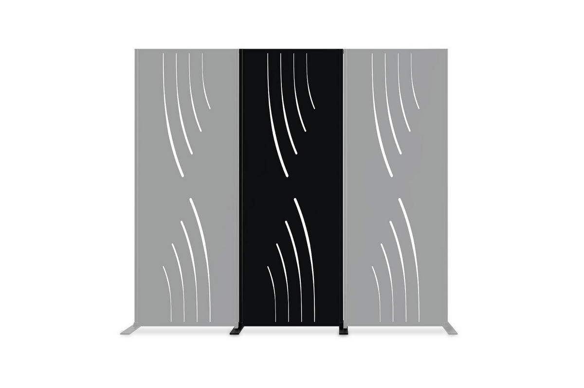 SICHTSCHUTZPANEEL dekorativ Veleta schwarz H.160cm Vollmuster - Schwarz, Metall (60/160cm) - Casanoov
