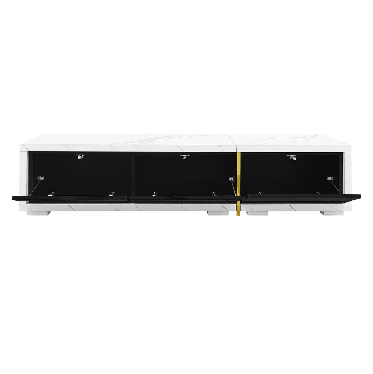 TV-SCHRANK aus MDF und Holzwerkstoff 260x40x30 cm Schwarz/Weiß in Marmoroptik drehbar und ausziehbar mit Stauraum - Schwarz, Holzwerkstoff (260/30/40cm) - Modfu