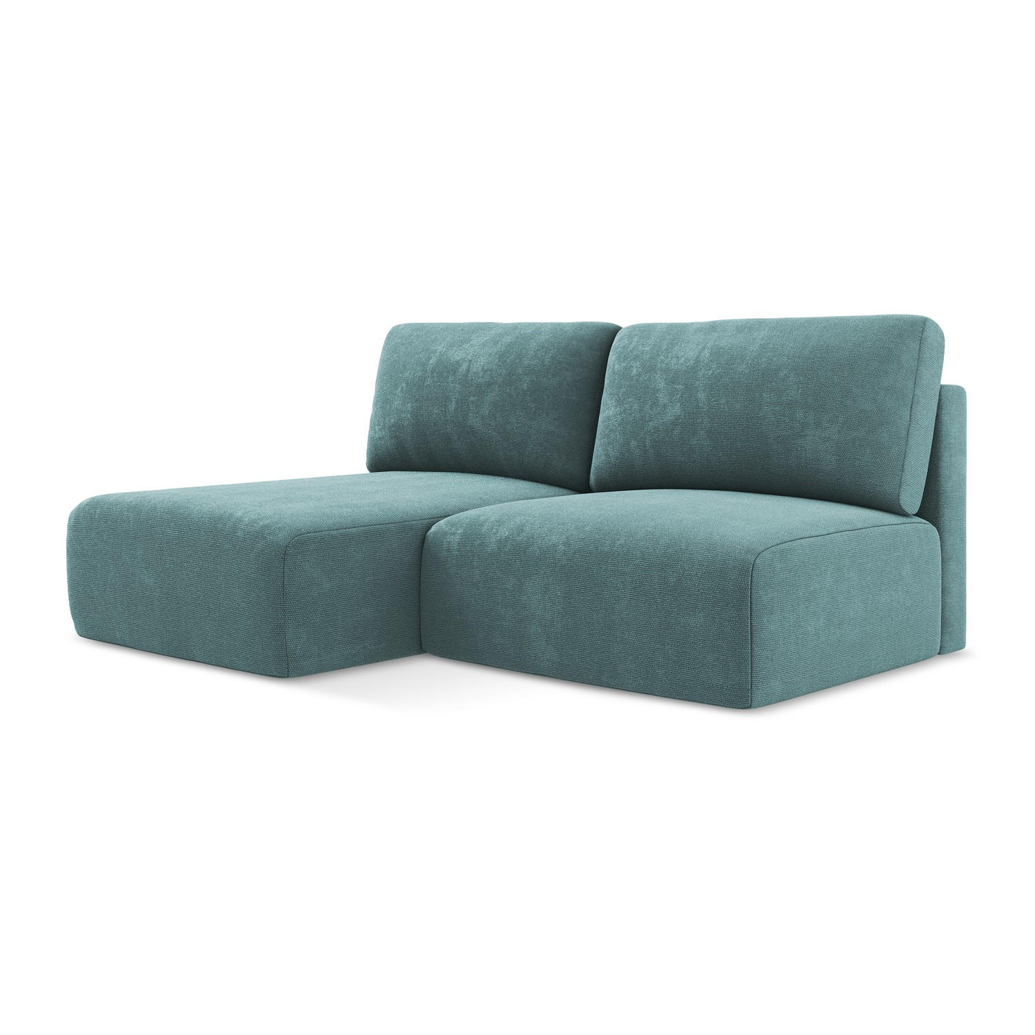 ECKSOFA mit Schlaffunktion links Chenille Stoff Blau - Blau/Beige, Kunststoff/Textil (149/210cm) - LaMiaSofa