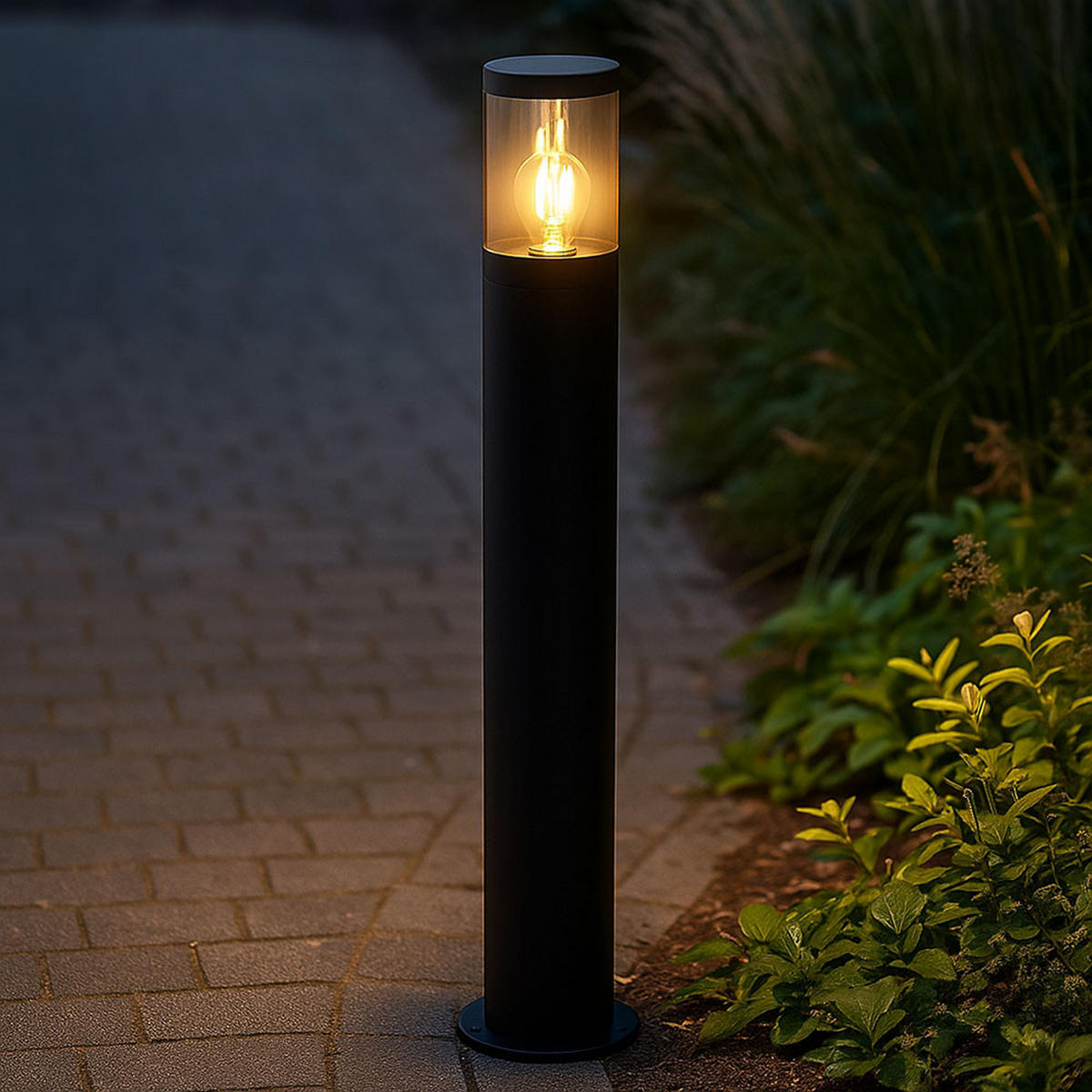 LED WEGELEUCHTE Edelstahl Schwarz Rauch - Schwarz, Metall (14/14/80cm) - Globo Lighting