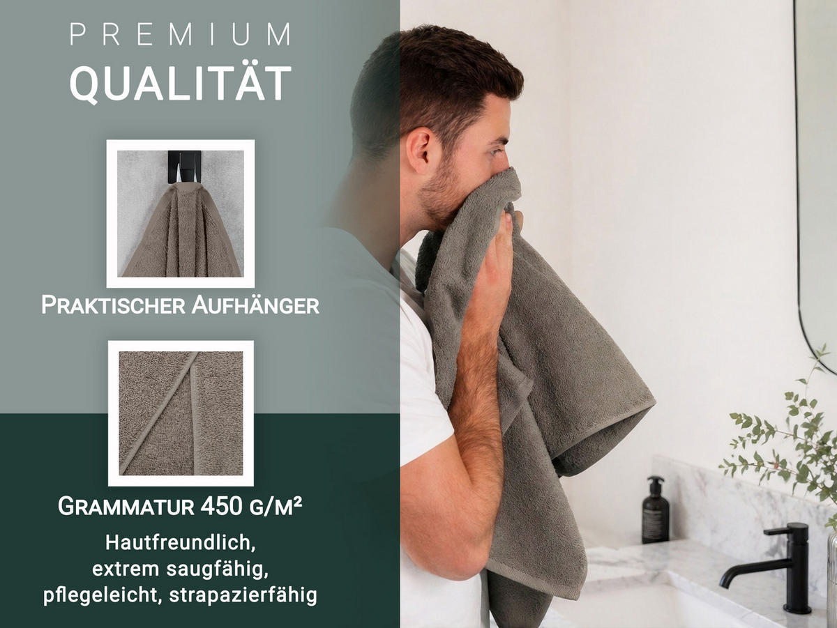 HANDTÜCHER, 10er-Set, 50x100 cm, 100% Baumwolle, Grau - Taupe, Textil (50/100cm) - Zollner