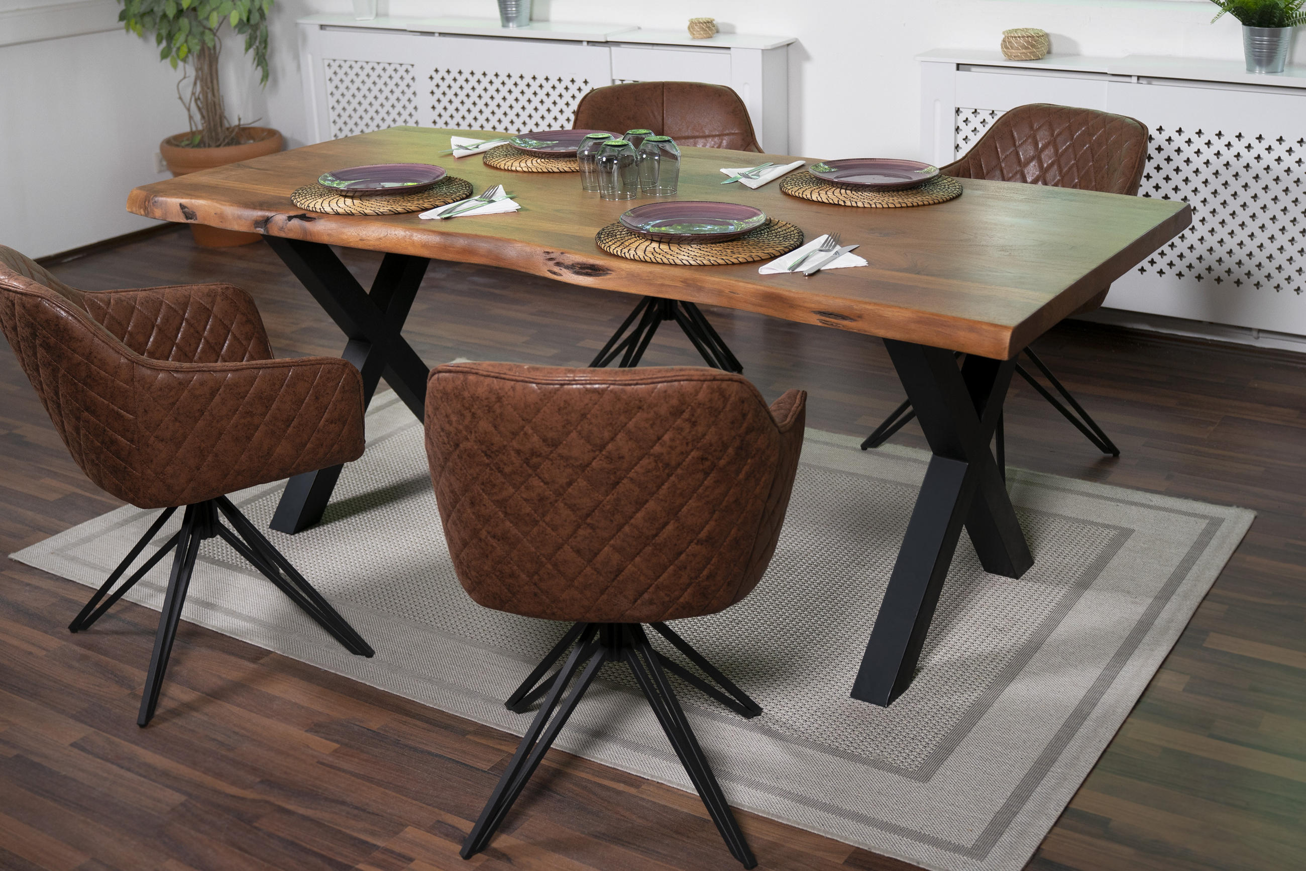 ESSTISCH CALI - Schwarz/Braun, Holz/Metall (100/200/77cm) - SAM