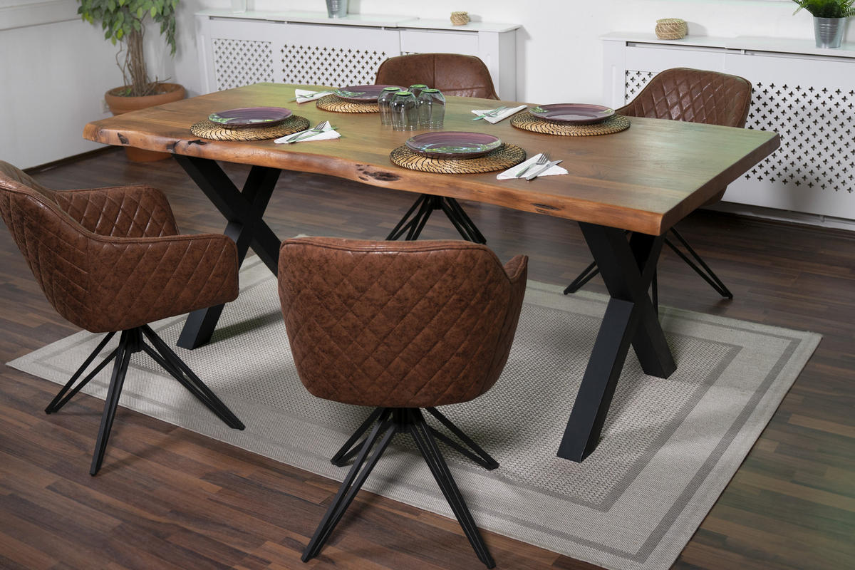 ESSTISCH CALI - Schwarz/Braun, Holz/Metall (100/200/77cm) - SAM