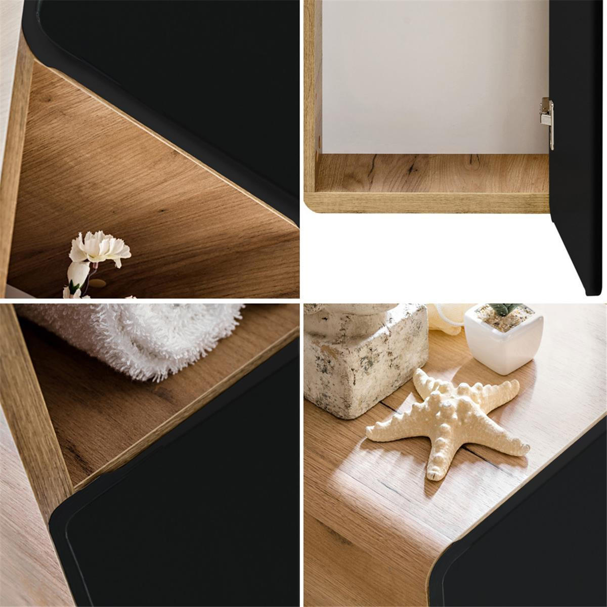 BADMÖBEL-SET 5-TLG. New-luton - Anthrazit, Holzwerkstoff (180/200/46cm) - Lomado