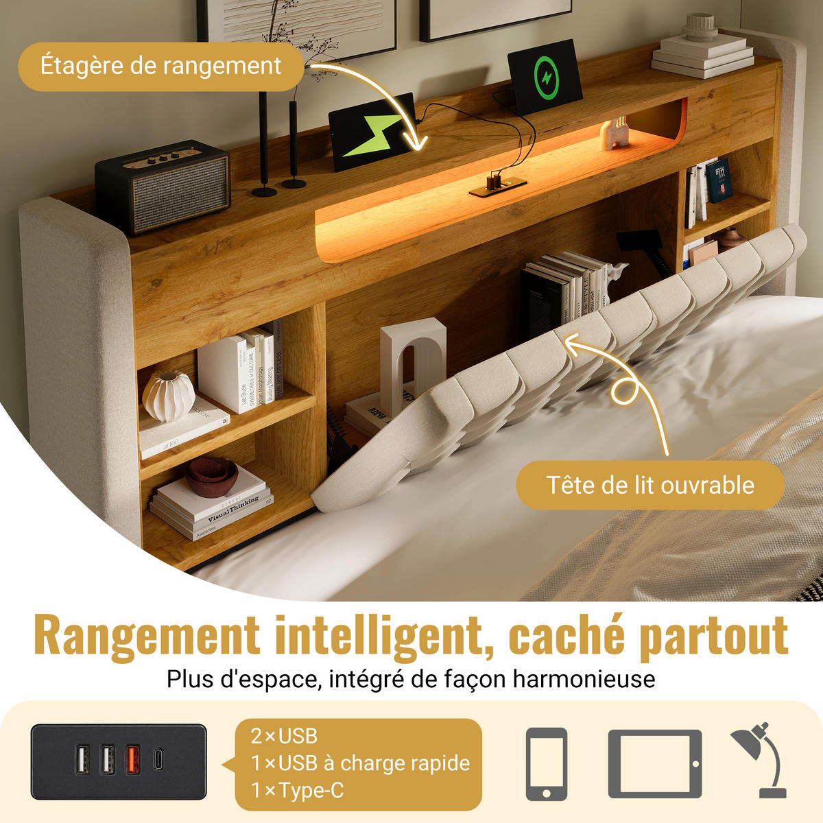 POLSTERBETT PANG-J3W9T6 160/200 cm Beige - Beige, Holz/Fell - PANGIVO