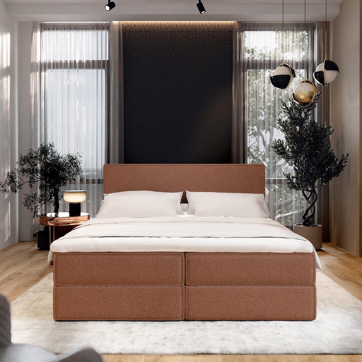 BOXBETT PELLIO 140x200 cm mit Matratze und Topper - Kupferfarben - Kupferfarben, Holz (140/200cm) - MASSENO