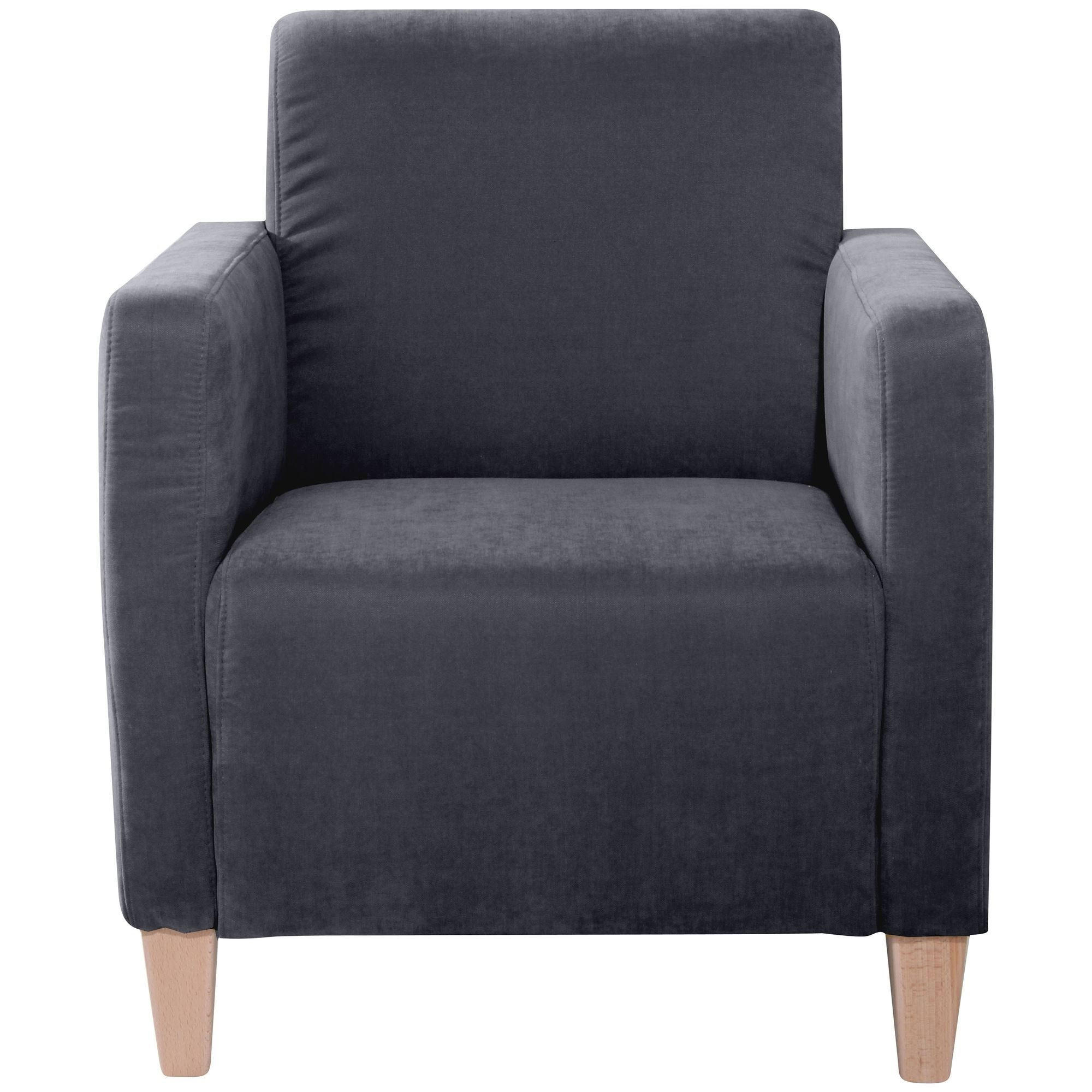 SESSEL Karol Bezug Veloursstoff Buche natur / anthrazit - Anthrazit, Kunststoff (71/81/70cm) - 58aufmkessel