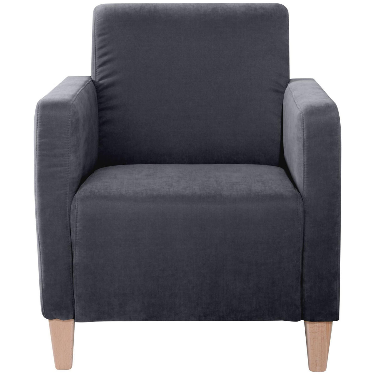 SESSEL Karol Bezug Veloursstoff Buche natur / anthrazit - Anthrazit, Kunststoff (71/81/70cm) - 58aufmkessel