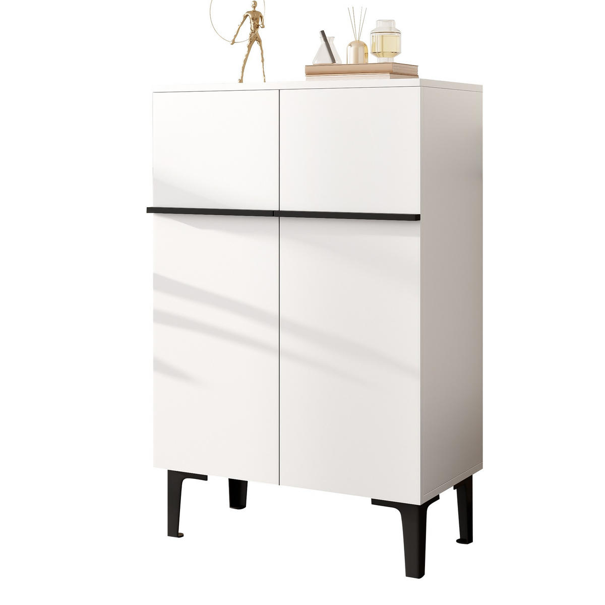 SCHUHSCHRANK 60/34.5/90cm,Aufbewahrungsschrank mit verstellbaren Einlegeböden,Weiß - Weiß, Holz (60/95/34.5cm) - LVHOM