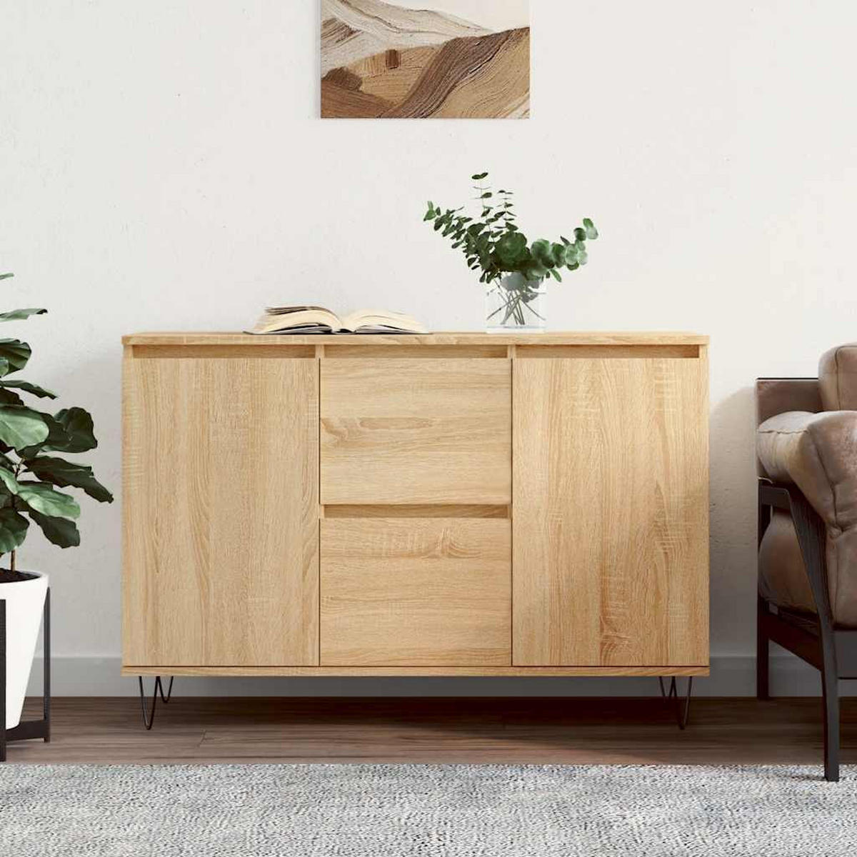 SIDEBOARD Sonoma-Eiche 101,5x35x70 cm Holzwerkstoff - Braun, Holzwerkstoff (104/70/35cm) - furnicato