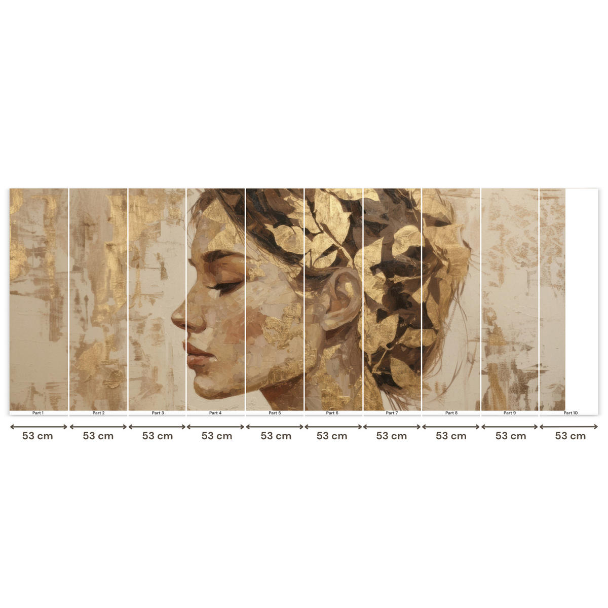 TAPETE - Frau - Gold - Abstrakt - Textur - 500x200 cm - Goldfarben, Papier (500/200cm) - OnlyWow