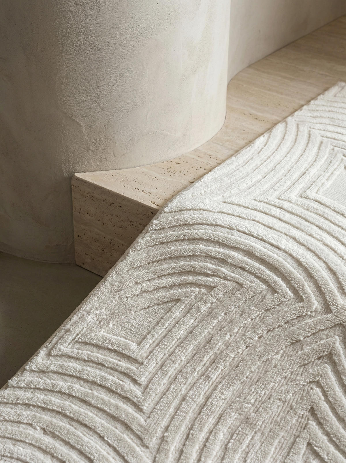 TEPPICH Flur 3D-Effekt Pflegeleicht Waschbar Wohnzimmer OEKO-TEX Creme 200x290 cm Gekettelt – ILLER - Beige, Textil (200/290cm) - KADIMA DESIGN