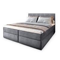 POSTEL BOXSPRING PELLIO 180x200 cm, s matrací a úložným prostorem, šedá - šedá, kompozitní dřevo/textil (180/200cm) - MASSENO