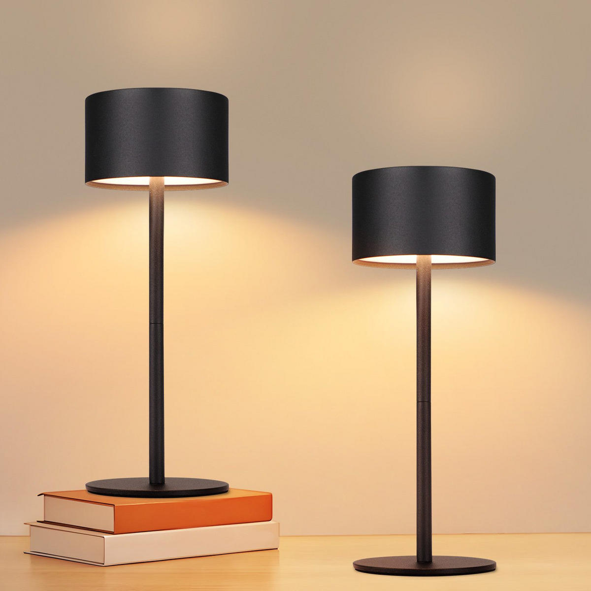 LED stolní lampa Abbe; 9/9/25 cm (sada 2 ks) - černá, kov (9/9/25cm) - Nettlife
